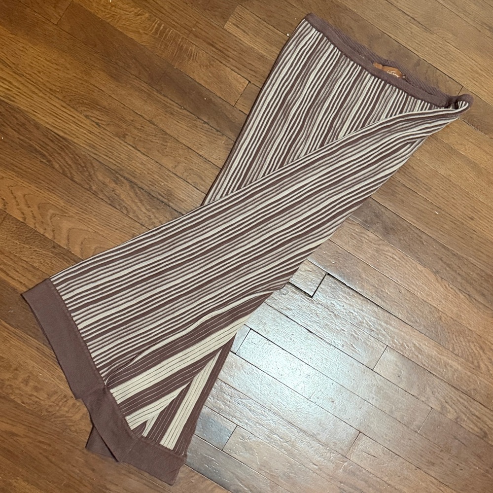 Striped Knit Maxi Skirt in Brown and Cream